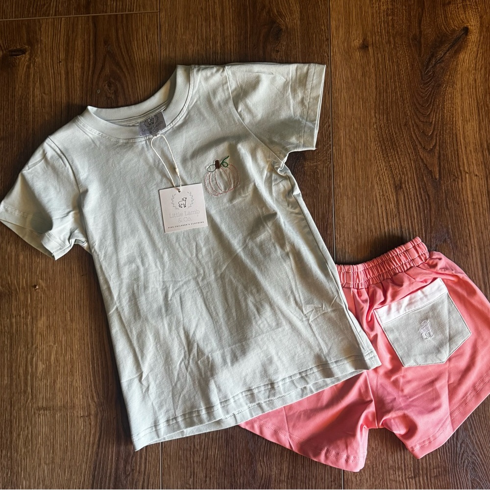 Kids pumpkin Embroidered Matching Set